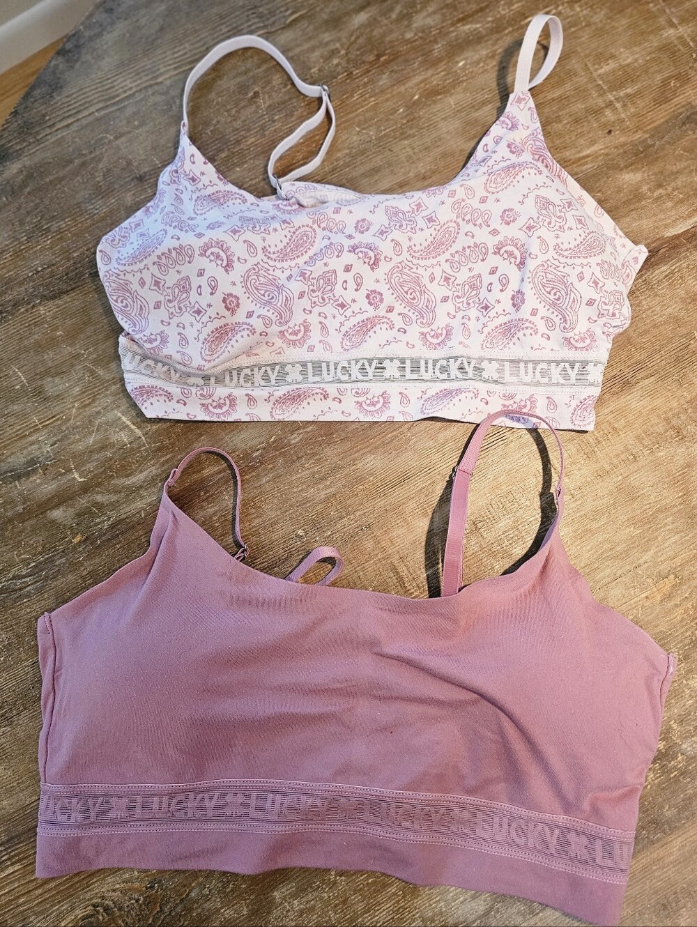 Lucky Brand Wireless Comfort Bralette 2-Pak XL Pink Floral Rose Paisley